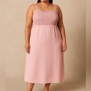 Vintage JoEd Sophisticates Lavender‎ Lace Bodice Slip Dress Size 14 Made in USA